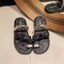 Dép sandal nữ đế bệt quai ngang đính đá nơ xinh phong cách Hàn Quốc mẫu hot