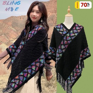 Vintage Dệt Kim Mũi Nữ Chui Đầu Thiết Kế Trái Tim Thường Ngày Đa Năng Thoải Mái Thoáng Khí Khe Khăn Choàng Mỏng Phong Cách Dân Tộc 2025 Mẫu Mới