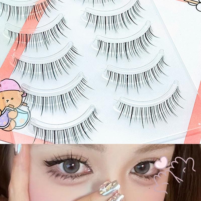 IOIIK 5 cặp-- Trang điểm mềm mô phỏng lông mi lông nhẹ Lông mi giả cho phụ nữ và bé gái Đồ dùng mỹ phẩm