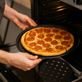Chảo Pizza đục lỗ ITRUMPET, Khay nướng bánh pizza chống dính bằng thép Carbon, Dụng cụ làm bánh muppi tròn 10 / 11 / 12 Inch bền bỉ Dụng cụ làm bánh giòn & Bubbly