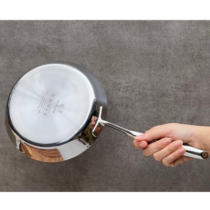 (CHÍNH HÃNG KAIYO) Chảo inox chống dính hoa văn nổi Tri-Ply đáy liền - Size 20cm, 24cm và 26cm