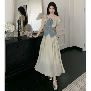 Bộ Phong Cách Trà Phong Cách Hàn Quốc Trang Phục Mùa Hè Trọn Bộ Váy Hai Dây Thời Trang Cao Cấp