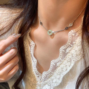 Dây chuyền khóa hòa bình phong cách cổ xưa mới cho phụ nữ, dây chuyền cổ điển sang trọng thanh lịch cao cấp, phụ kiện đa năng thời trang retro