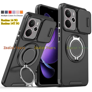 Vỏ máy ảnh trượt cho Realme 14 14T 5G Giá đỡ nhẫn Vỏ điện thoại Vỏ chống rơi