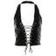 Pealike Nữ Punk Không Tay Crop Dây Lưng Giả Da Ren Rỗng Áo Vest