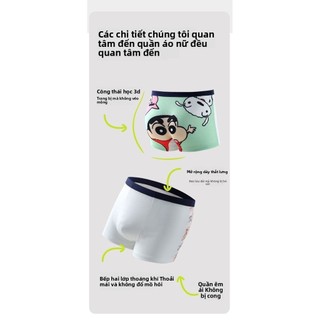 Quần lót bé trai Crayon Shinchan – Quần boxer lưới mát mẻ, chất liệu ice silk co giãn thoáng khí
