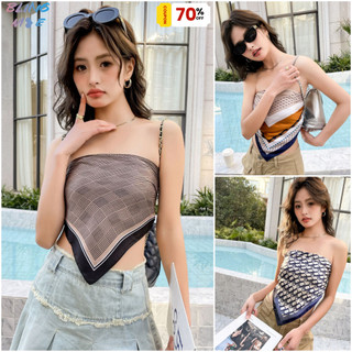 Mùa Hè Phong Cách Mới Ống Top Khăn Nữ Cao Cấp Retro In Hình Camisole Đi Biển Phong Cách Kỳ Nghỉ Cay Cô Gái Áo Vest Nhỏ Đa Năng