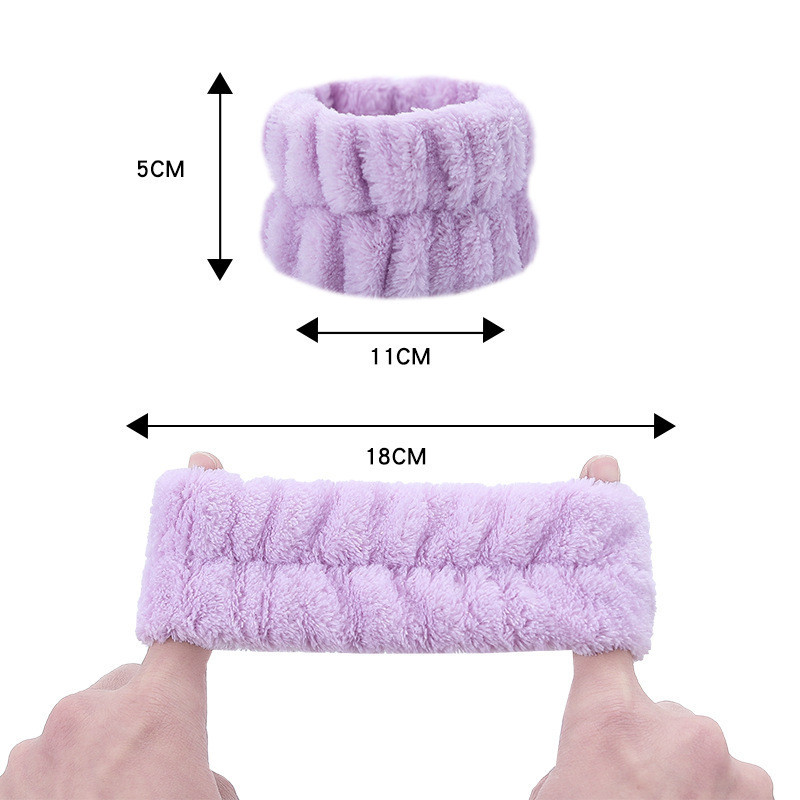 Băng đeo tay rửa mặt màu đồng nhất bằng flannel, băng thể thao, dây buộc tóc, bảo vệ tay rửa tay chống nước