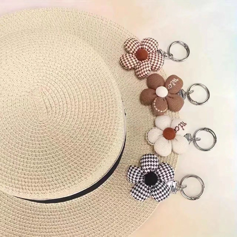Mới Năm Cánh Hoa Cotton Thêu Móc Khóa Du Lịch Mũ Kẹp Kính Mát