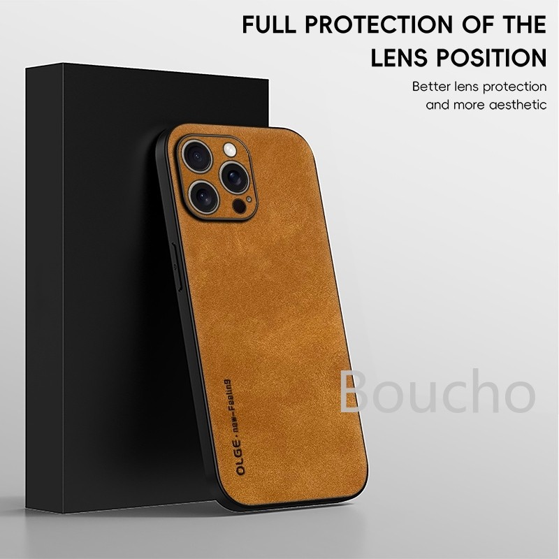 Dành Cho iPhone 12 11 Pro Max XR X XS 7 8 Plus Slim Da PU Da Ốp lưng