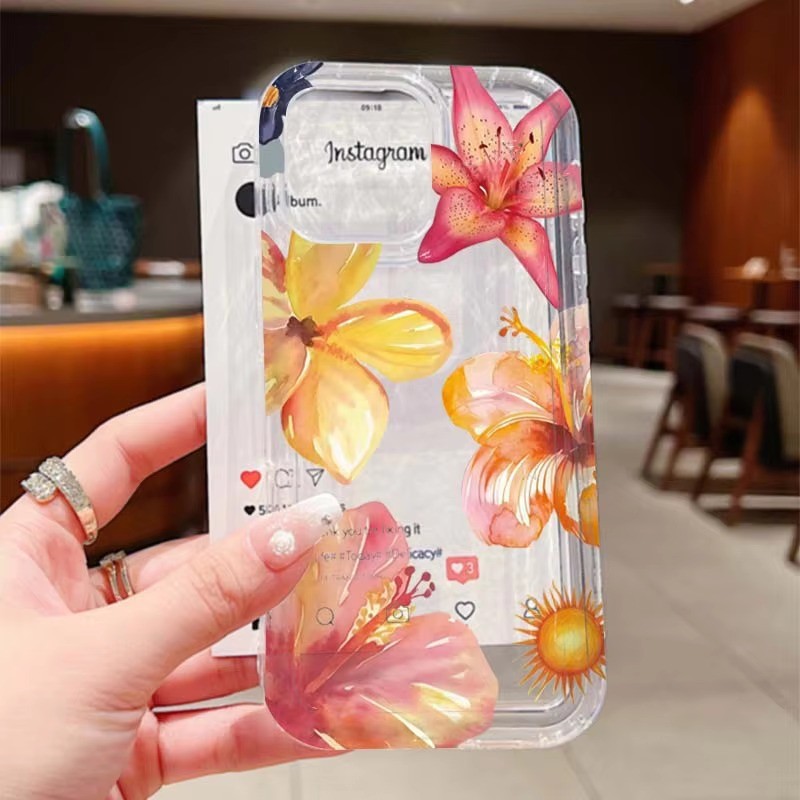Ốp Lưng Tương Thích Cho iPhone 16 15 Pro Max 11 13 14 12 Pro Cho iPhone 16e 7 8 Plus XS Max X XR SE2022 Họa Tiết Hoa Trong Suốt Mềm