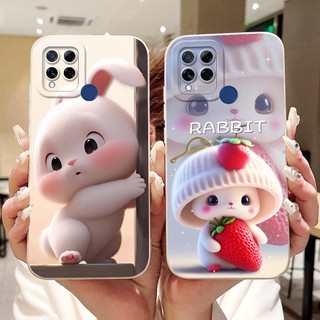Dành Cho Realme C15 C12 C25 C25s Mới Thỏ Mèo Hoạt Hình Vỏ Bảo Vệ Ống Kính Silicon Mềm Vỏ Điện Thoại