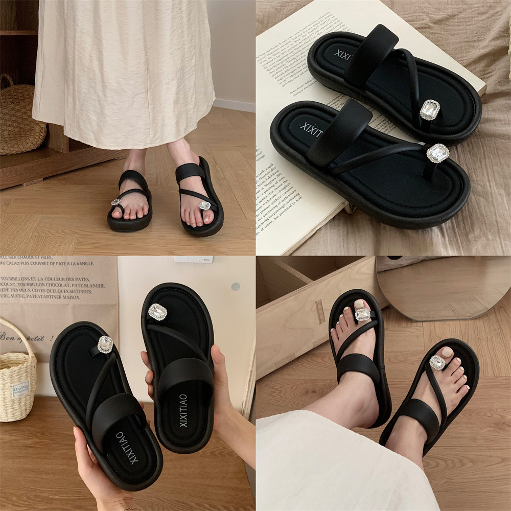 XIXITIAO Dép xỏ ngón mùa hè dành cho nữ Giày sandal đi biển màu sắc đơn giản