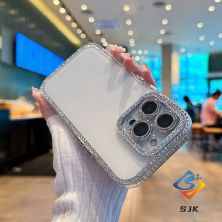 Ốp Lưng Thạch Màu Trơn Mới Kèm Đính Kim Cương Giả Cho iPhone 13 14 15 16 Pro Max Chống Sốc Chính Xác Cắt Thời Trang Nữ Thần Desi