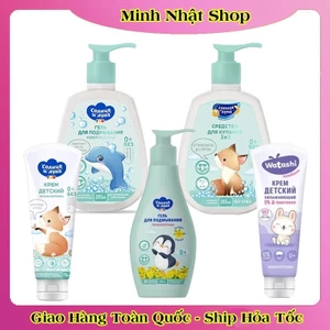 Bộ Dung dịch vệ sinh, Sữa tắm gội 3in1, Kem dưỡng Sun & Moon Cá Heo Nga 265ml cho bé từ 0 tuổi
