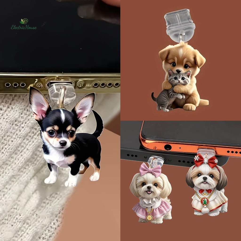 [Nhà Điện] 2D Acrylic Flat Animal Dust Cắm Cho Và Type-C Kết Nối Bụi Cắm Mặt Dây Chuyền Trang Trí mới