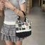 Túi xách CORALTIDE, Túi Tote vải kẻ sọc Denim, Túi đi lại ren ngọt ngào INS