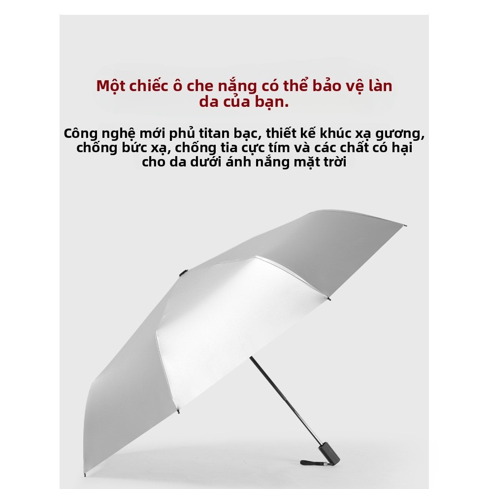 Ô 8-Bone Titan Bạc Cao Su Ba Mặt Tự Động Ô Chống Nắng Tấm Che Nắng Ô Ra