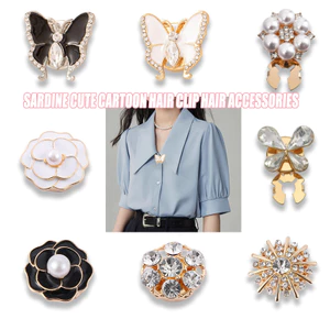 Áo Sơ Mi Không Móng Tay Nút Chống Phơi Sáng Trâm Cài Nút Móng Tay Ngọc Trai Áo Cardigan Cổ Không May Nữ Nút Thời Trang