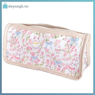 Deyangk Màu Hồng Dễ Thương Mèo Con Trong Suốt Hộp Đựng Bút Chì Dung Tích Lớn Di Động Nữ Tính Túi Trang Điểm Sinh Viên Văn Phòng Phẩm Bút Túi Bảo Quản VN