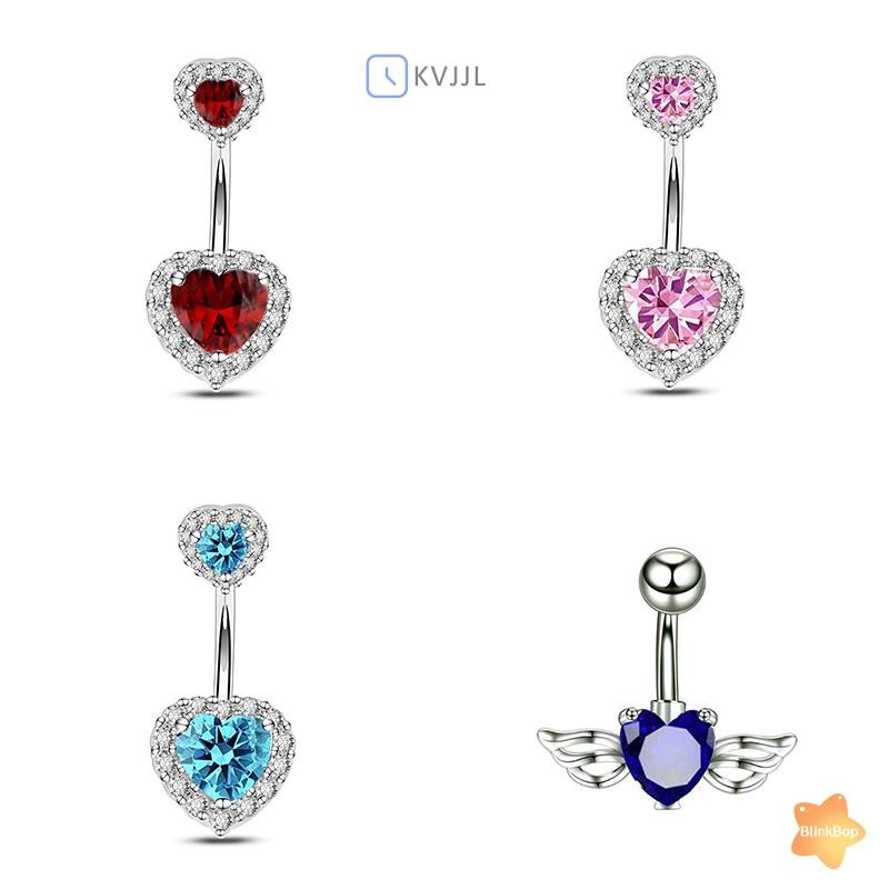 [KvJJL-t] Nhẫn Rốn Inox Cho Nữ Flash Kim Cương Giả Bikini Bụng Nút Móng Tay Trang Trí Cơ Thể Piercings Trang Sức Mới