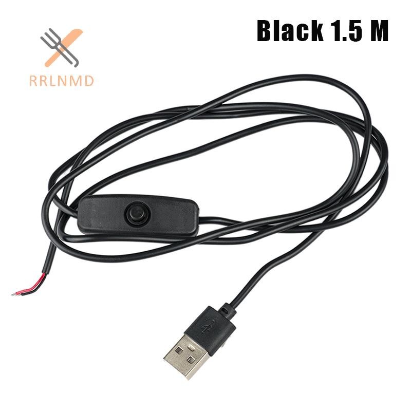Dây cấp nguồn công tắc RRLNMD 5V 1M / 1.5M USB Nam sang 2 lõi Cáp kết nối 501 Nút BẬT TẮT 2A cho dải đèn LED Bóng đèn MỚI