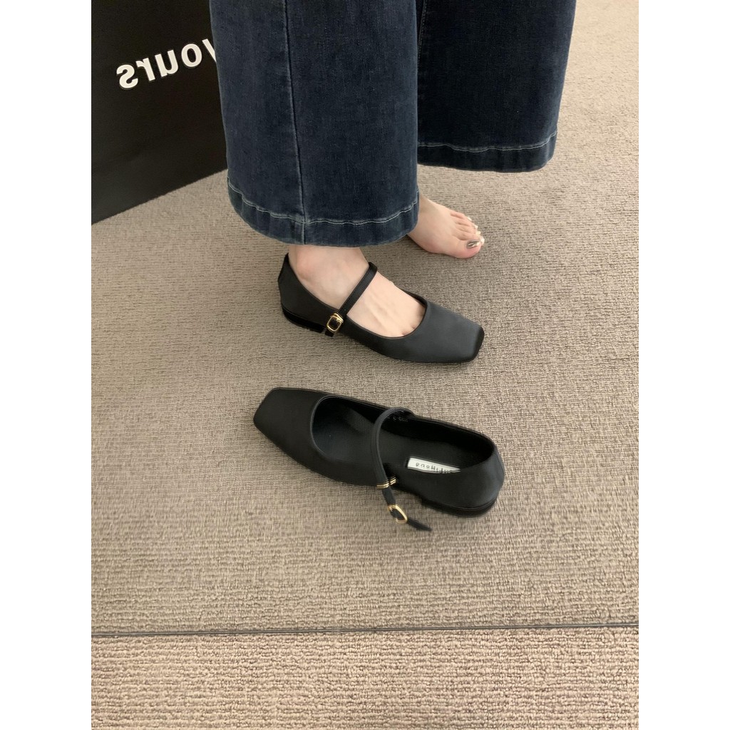 Giày Nữ Size Lớn (32-44) Size Nhỏ 32 33 34 Phong Cách Dạ Hội Pháp Có Khóa Váy Mary Jane Giày Da Nhỏ Nữ Mùa Thu Satin Giày Ba Lê JUNE9