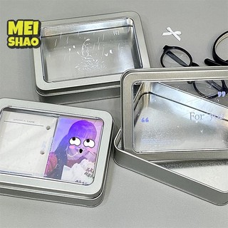 MeiShao Bạc Hộp Sắt Lật Di Động Photocard Hộp Bảo Quản Chống Bụi Kpop Thần Tượng Thẻ Ảnh Tổ Chức Album Hộp Đựng