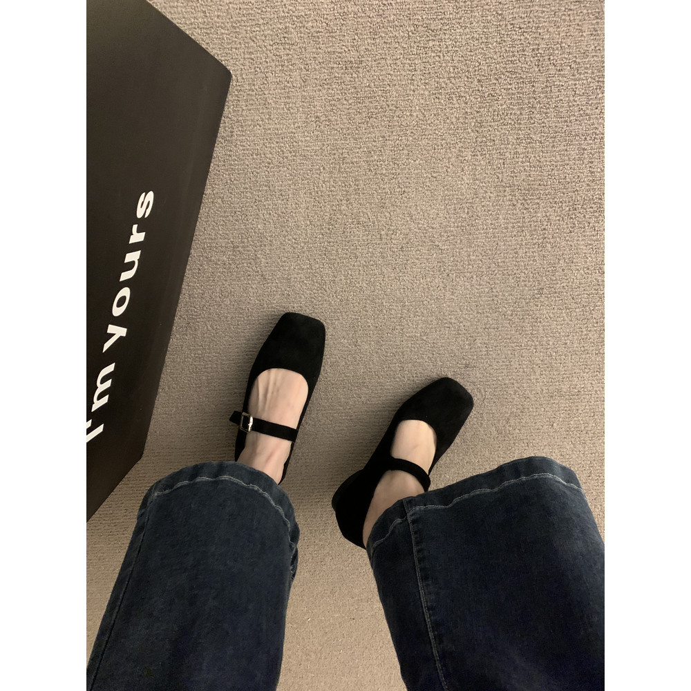 Giày nữ size 32-44 mũi vuông retro phong cách Hàn Quốc da nhỏ kiểu Mary Jane cho sinh viên JUNE10