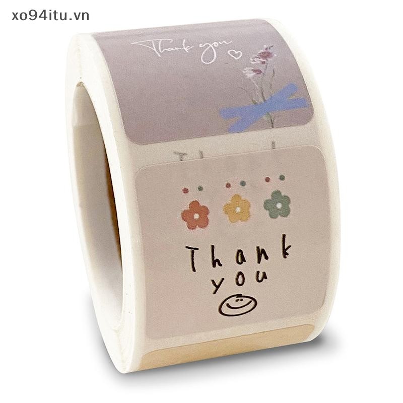 XOITU 300 Cái / Cuộn Hoạt Hình Dễ Thương Hoa Cảm Ơn Bạn Dán Ngày Lễ / Sinh Nhật / Tiệc Cưới Quà Tặng Trang Trí Con Dấu Miếng Dán Phong Bì Nướng Bánh Nhãn VN