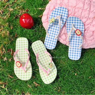 XIXITIAO Nữ Flip-Flops Kẻ Sọc Đỏ Táo Kỳ Nghỉ Mùa Hè Thời Trang Giày Sandal Đi Biển