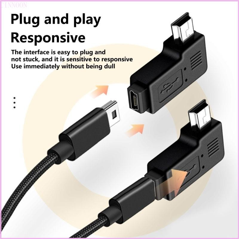 Cinnam 90 Độ Trái Phải Góc Mini USB 5Pin Nam Sang Nữ Nối Dài Adapter