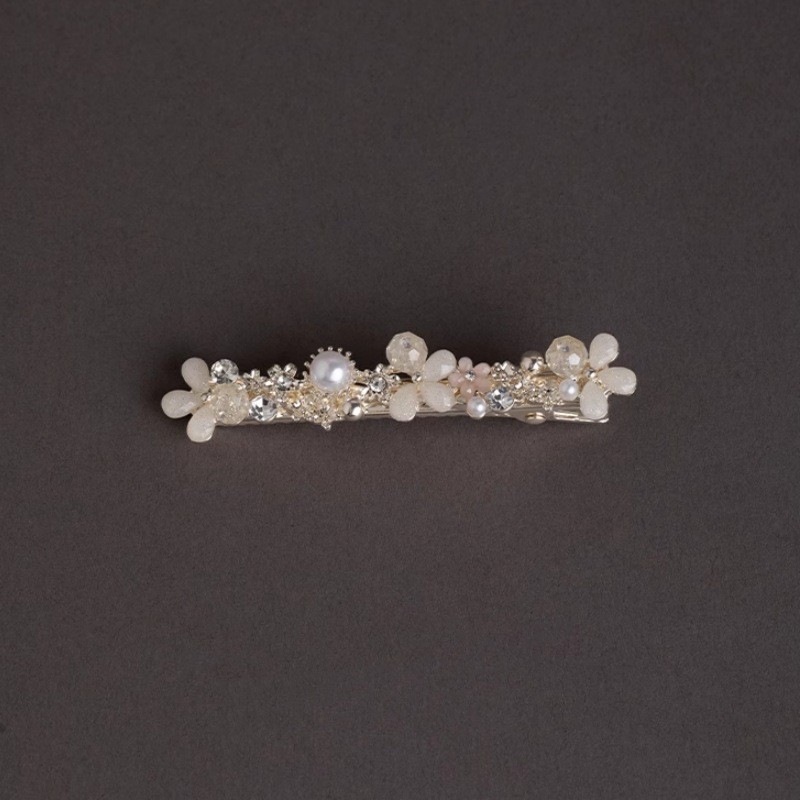 MAUROPOLI Kẹp mỏ vịt thủy tinh tinh tế kiểu Pháp - Phụ kiện tóc cổ tích - Kẹp cao cấp - Kẹp bên hông - Ngọc trai nữ