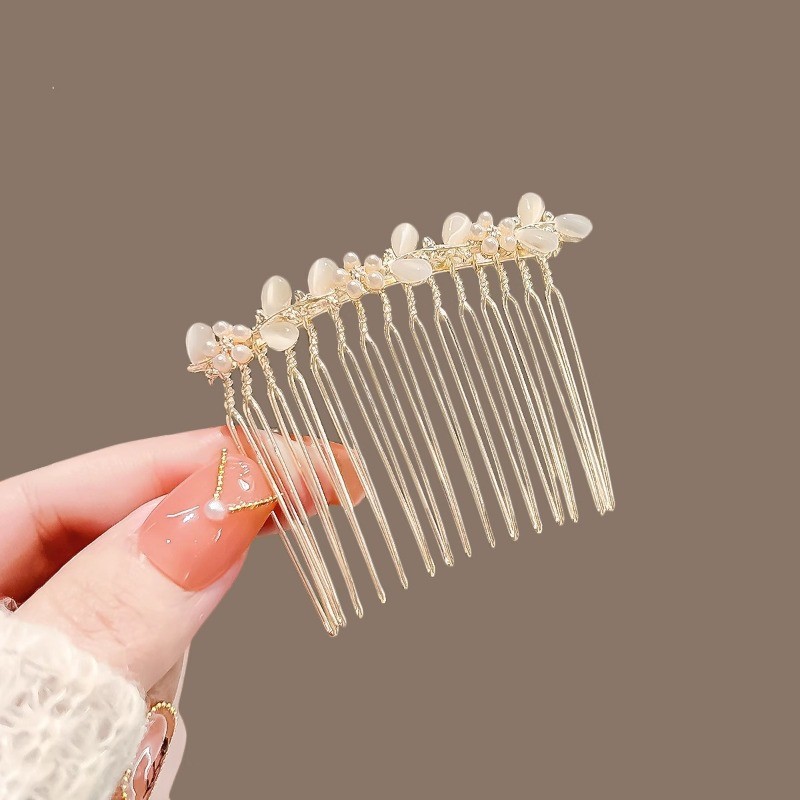 MAUROPOLI [Sẵn sàng] Lược chải tóc hoa mắt mèo - Phụ kiện tóc cao cấp cho nữ - Phong cách cổ điển - Kẹp và tấm kẹp tóc - Mũ đội đầu phù hợp