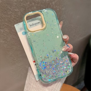 Kẹo Màu Lấp Lánh Ngôi Sao Bột Sequin Silicon Ốp Lưng Điện Thoại iPhone 16Promax 16Plus 15Promax 11 12 13 14 Pro Max Chống Sốc Nữ Điện Thoại Di Động
