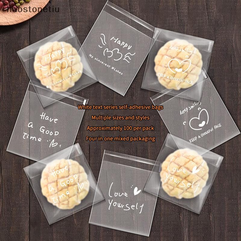 HA 100 Chiếc Happy Clear Túi Tự Dính Kẹo Bánh Quy Túi Tự Dính Quà Tặng Cá Nhân Bánh Ngọt Bánh Quy Bao Bì Túi n