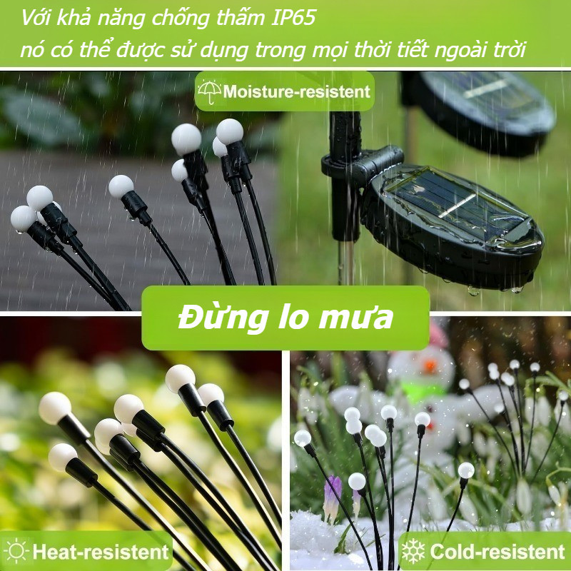 Đèn đom đóm năng lượng mặt trời, đèn trang trí sân vườn, Đèn ngoài trời chống nước