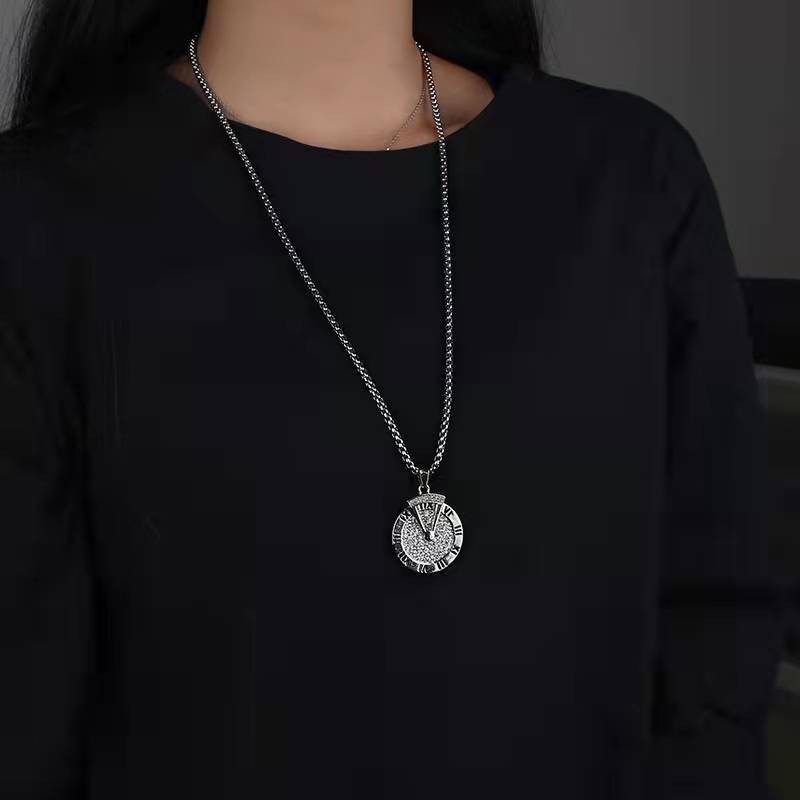 Xoay Được Số La Mã Thời Gian Chạy Vòng Cổ Dài Nam Nữ Đơn Giản Phù Hợp Dây Chuyền Áo Len