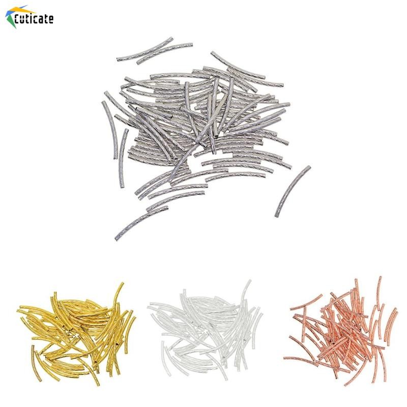 Cuticate 50 Mảnh Khắc Đường Cong Miếng Đệm Ống Rời Mì Hạt DIY Trang Sức Làm Phụ Kiện Cho Vòng Cổ Vòng Tay 25x2mm