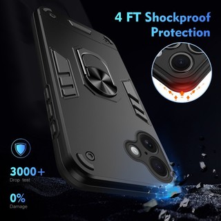 Vỏ giáp quân sự chống sốc cho iPhone 16 Plus 15 Plus 14 Plus Vỏ bảo vệ Vòng đứng Giá đỡ mặt sau
