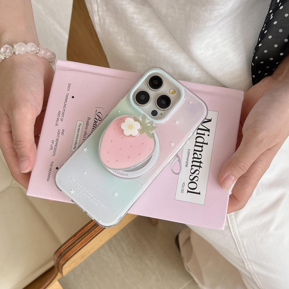 Ốp Lưng Cứng Tương Thích Với iPhone 13 14 14Pro 14ProMax 15 15Pro 15ProMax 16 16Pro 16ProMax 17 17Pro 17ProMax Ốp Nam Châm Họa Tiết Dâu Tây Gradient