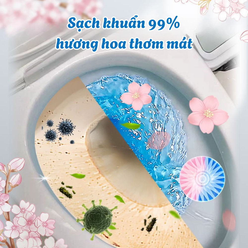 Viên Thả Bồn Cầu 2in1 Công Nghệ Kép, Viên Tẩy Bồn Cầu Sạch Mảng Bám Hương Thơm Dịu Nhẹ Khử Mùi Hôi DINOHOME