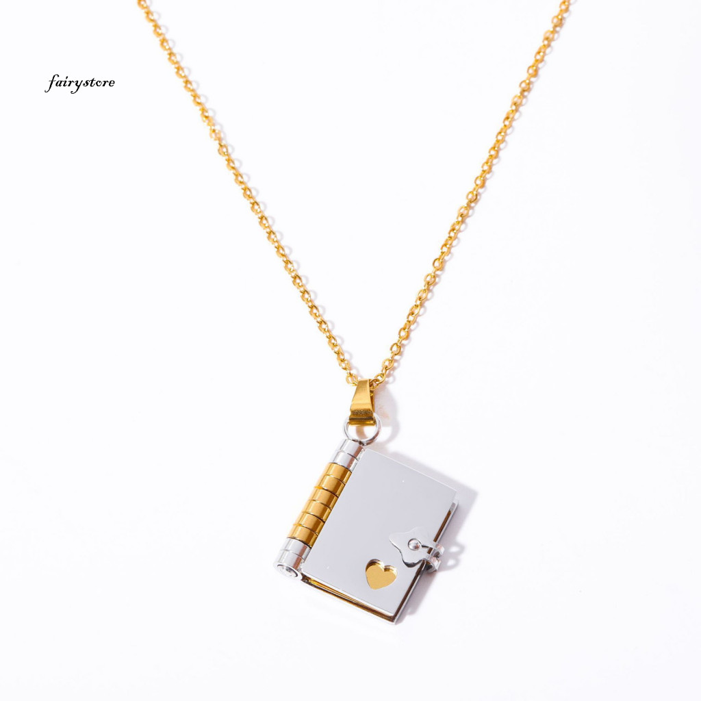 Fairystore| Vòng cổ hợp kim Vòng cổ không bong bóng Vòng cổ mặt dây chuyền sách cổ điển dành cho nữ Dây chuyền áo len sành điệu Trang sức để mặc và tiệc hẹn hò Phụ kiện độc đáo cho Đông Nam Buye