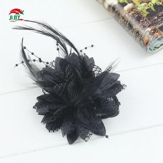 Phụ Nữ Tóc Lưới Hoa Lông Vũ Hạt Corsage Trâm Cài Cô Dâu Barrettes