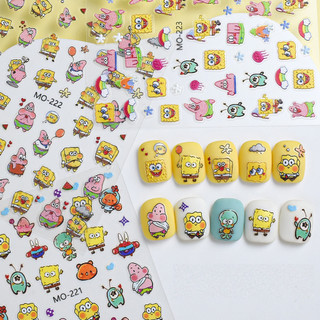 Miếng dán móng nghệ thuật SpongeBob, hình gấu, thỏ, Patrick, ngôi sao dễ thương, decal dập nổi, trang trí móng tay, dụng cụ làm móng cho tiệm nail