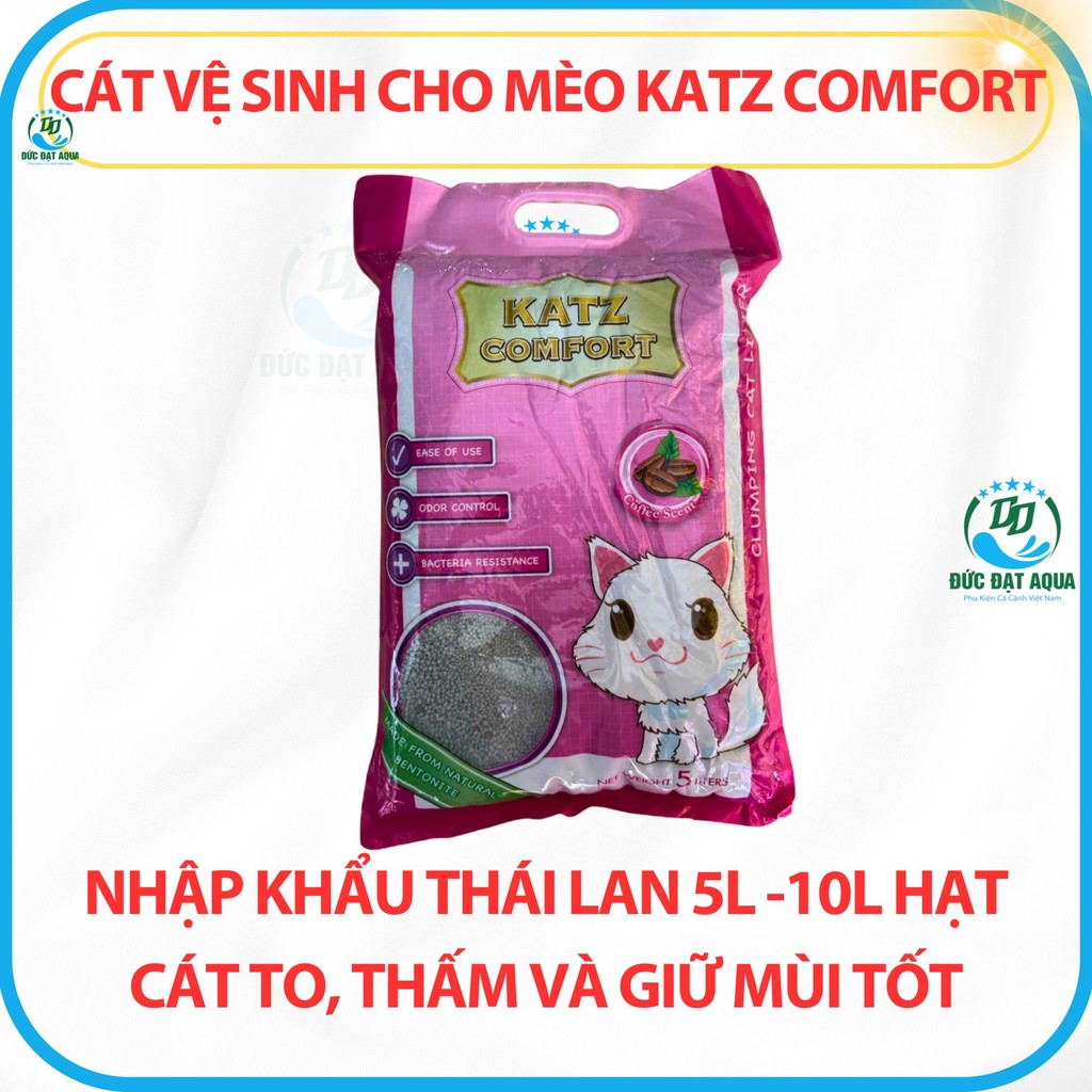Cát vệ sinh cho mèo Katz Comfort nhập khẩu Thái Lan 5L-nặng 4kg & 10L nặng 8kg hàng chính hãng 5