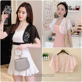 Áo khoác Bolero nữ cỡ lớn màu trắng đen tay ngắn, áo khoác ren Bolero filipiniana cho phụ nữ
