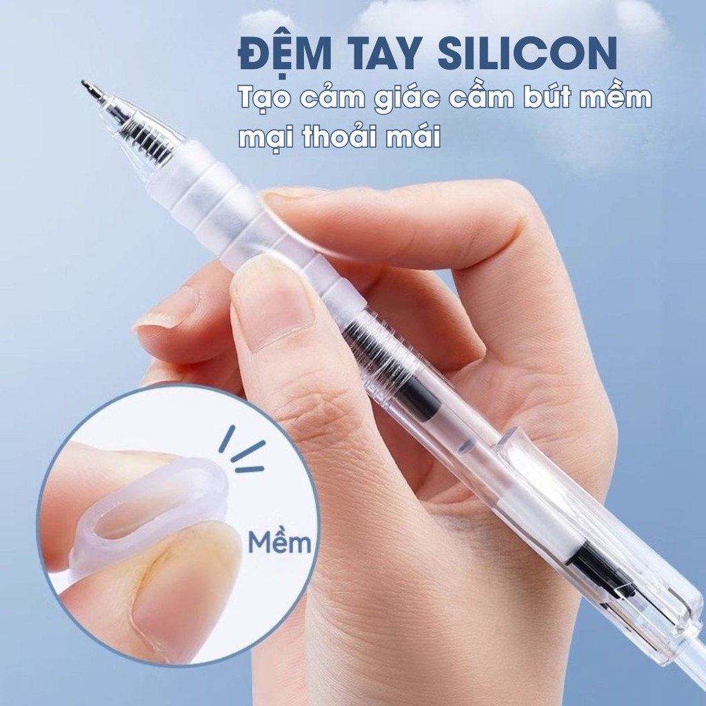 Bút Bấm Gel ST 0.5mm Đa Năng - Bút Mực Nước Viết Trơn, Nét Đều, Viết Êm Tay Phù Hợp CHo Học Sinh, SInh Viên