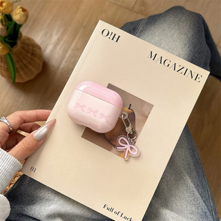 Dây buộc nơ màu hồng cho AirPods 1 / 2 3 Pro Pro2 Pro3 Airpod4 Bộ tai nghe Vỏ bảo vệ Bluetooth không dây AirPods pro2 Pro3 3 4 Vỏ bảo vệ tai nghe