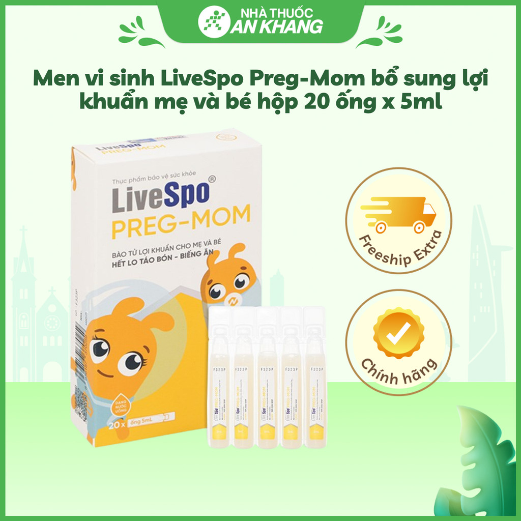 Men vi sinh LiveSpo Preg-Mom bổ sung lợi khuẩn mẹ và bé hộp 20 ống x 5ml